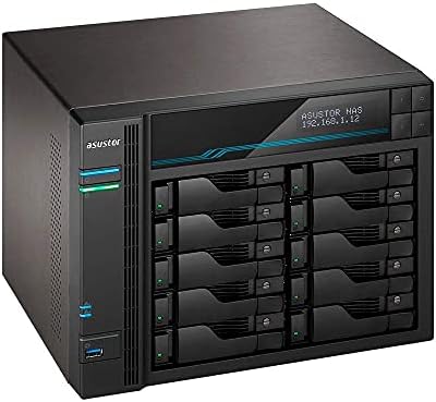 ASUSTOR LOCKSTOR 10 AS6510T - 10 BAY NAS, 2,1GHz Quad -core, 2 m.2 nvme ssd slot, porta 10gBE, porta de 2,5gBE, 8 GB de RAM DDR4, rede