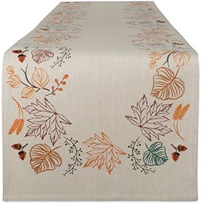 DII Decorações de mesa de outono, decoração interna, ação de graças, corredor de mesa reversível, 14x72, folhas de outono