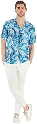 Camisa havaiana de havai havaí camisa aloha simplesmente folhas azuis