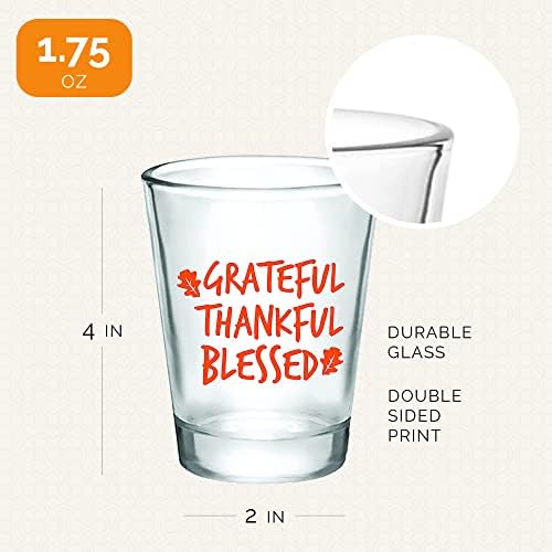 Agrato, agradecido, abençoado óculos de ação de Ação de Graças - conjunto de 12 Drinkware de férias de Turquia Day