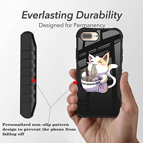 Lanjindeng iPhone 7 Plus/8 Plus Caso para meninos de meninos, Anime Cat Kawaii Design Design de choque anti-arranhão Silicone TPU PC