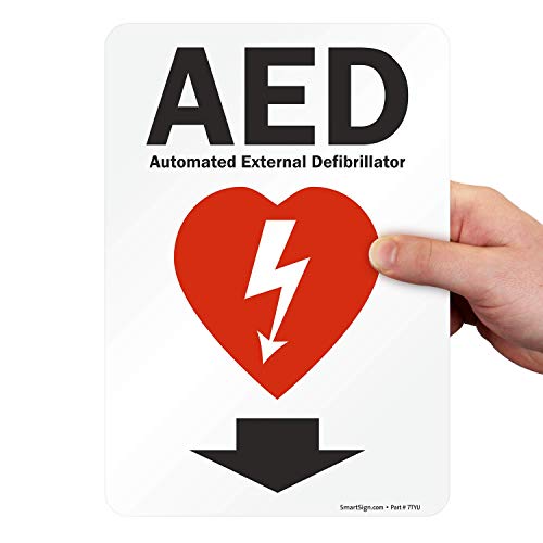 Sinal AED - desfibrilador externo automático do SmartSign | 10 x 14 plástico