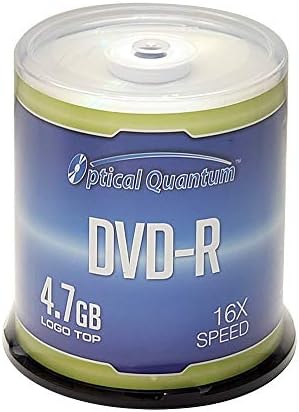 Optical Quantum DVD-R 4,7 GB 16X LOGO TOP MEDIA DISCO-CAIXA DE BOLO DE 100PK OQDMR16LT-BX, 100 DISCS