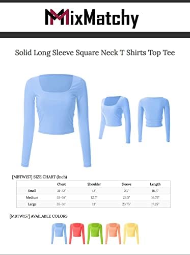 MixMatchy Women's Second Skin Sky Square Neck Crop Top Top