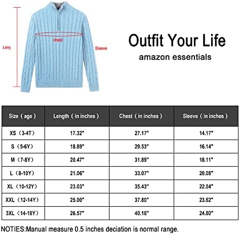Essentials 1/4 Zip Casual Knit Manga Longa Sweater para meninos