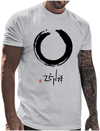 BEUU Mens Summer T-shirts Camisetas de manga curta Carta gráfica Imprima Chinês estilo Crewneck Tops Sports Workout Casual