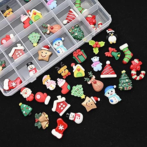 48/200pcs 3d Feliz Natal Charms de unhas Resina/liga Papai Noel/Elk/Snowman Festival Kawaii Manicure Decoration Charms -