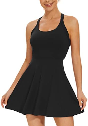 Rigolla Tennis Dress Rodless Cut Out Twisted Pocket Side 2-in 1 Barre Ballet Dance Dress com sutiã e shorts embutidos