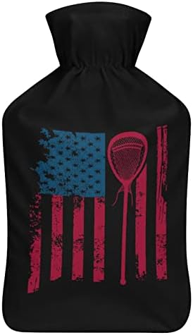 Garrafa de água quente de lacrosse da bandeira americana com capa Bolsa de água quente de borracha quente garrafa de água morna