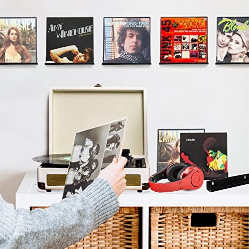 Montagem de parede de prateleira de display de display de vinil, holengs 12 pacote de álbum acrílico titular de álbum, quadro de armazenamento de prateleira de registro para exibição diária de discos de audição LP