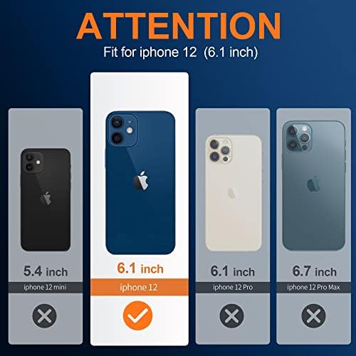 MIGEEC Compatível para iPhone 12 Case [Anti-amarelo], com protetor de tela de vidro temperado de 2 pacote + 2 lente de câmera de pacote Protetor protetor à prova de choque fino Proteção completa de 6,1 polegadas