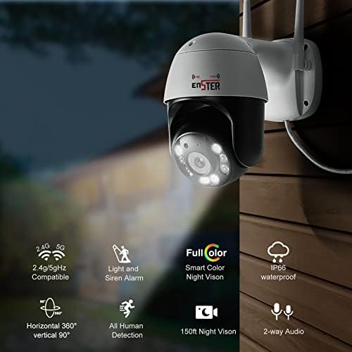 Câmera IP IP de Wi-Fi PTZ de 2,4/5 GHz para Segurança em Casa, Dome de Vigilância Metal de Vigilância de Vigilância