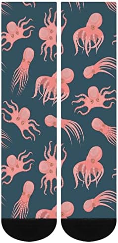 Cartoon Cute Octopus Princied Color Meocks Combinando meias atléticas de joelho altos para mulheres homens