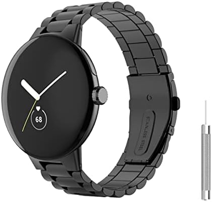 Meyzeli Compatível com o Google Pixel Watch Band Metal, Banda de relógio de metal de aço inoxidável de negócios para o Google