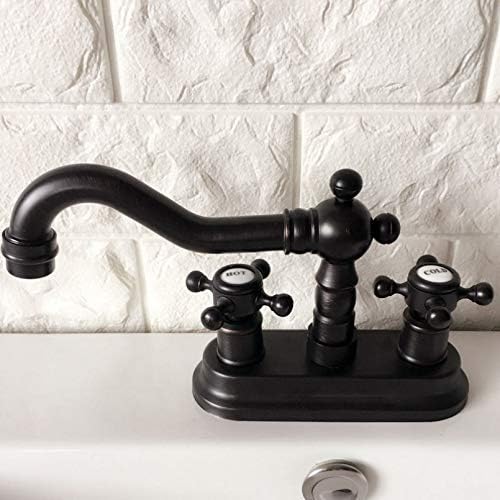 Óleo preto Bronze Bronze 4 Pia de banheiro do banheiro da torneira da torneira da bacia giratória Tap Tap Dual Cross Handles