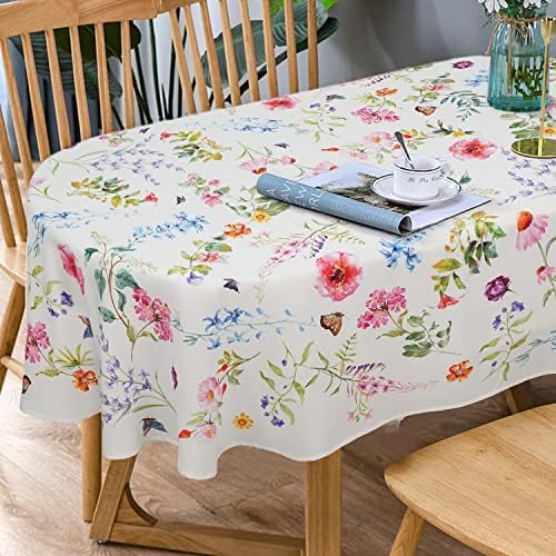 Toalha de mesa de mesa oval de bnejvif, toalha floral de primavera, toalha de mesa oval de flor moderna, toalha de mesa