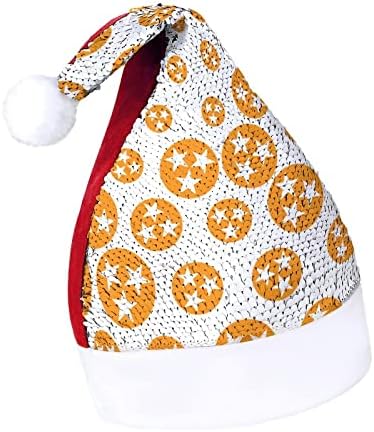 Bandeira de Tennessee lantejous chapéus de Natal Santa Natal para adultos Fantas de festa de Natal Merry