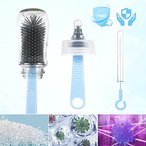 Viagem de limpeza de garrafas de bebê e secagem, 6 em 1 portátil Silicone Baby Bottle Bunche Brush Brush e escova de