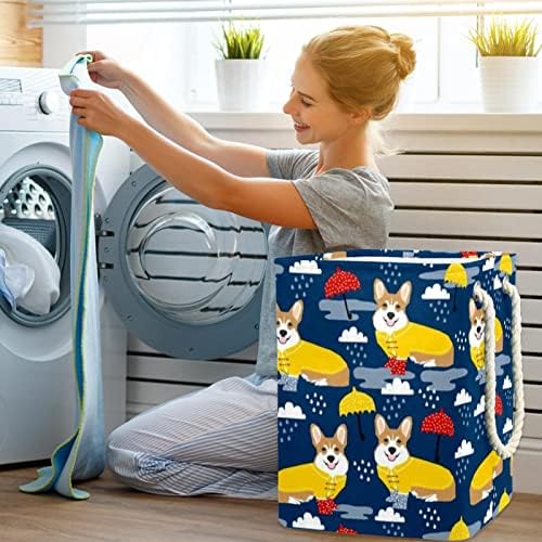 Indicultor Chootas fofas padrão corgi grande lavanderia cesto cesto de roupas colapsáveis ​​à prova d'água para organizador de brinquedos de roupas, decoração para casa para o quarto