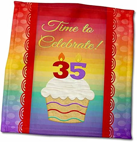 Cupcake 3drose, velas numéricas, tempo, comemorar 35 anos de convite - toalhas