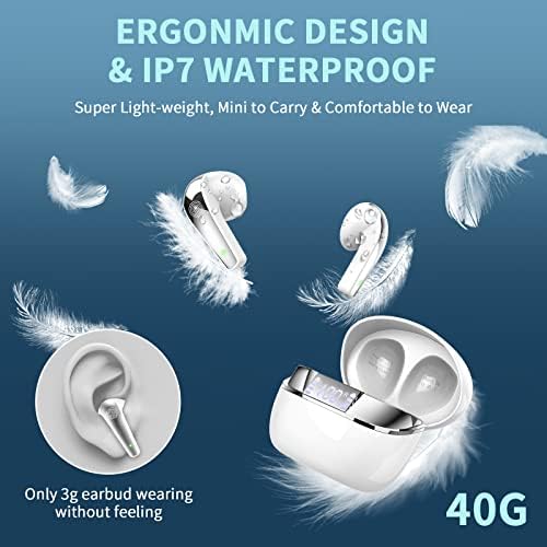 Earbud sem fio, Bluetooth 5.2 Popos de fones de ouvido Bluetooth Earbud sem fio Ruído Cancelando fones de ouvido sem fio na orelha