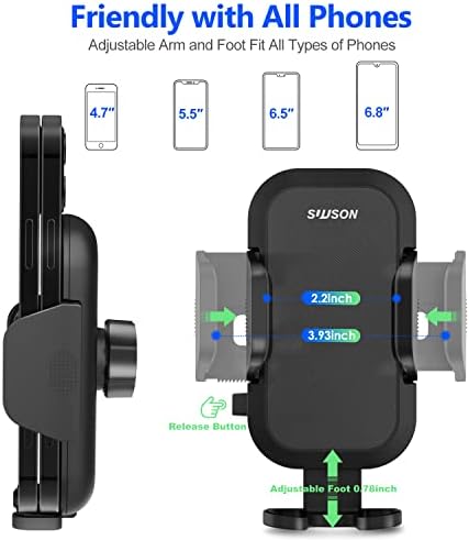 Suporte de telefone suuson para carro -3in1 montagem de telefone de carro de braço longo, adequado para painel/pára -brisa/ventilação/ventilação,