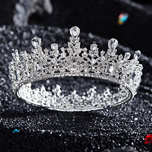 Aw Coroa de casamento de noiva para a noiva Silver Bridal Tiara Rhinestone Queen Crown Princesa Tiara para meninas