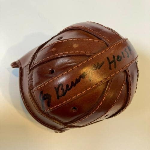 Jay Berwanger Heisman 1935 assinou mini capacete de couro vintage com JSA COA - Mini capacetes autografados da NFL