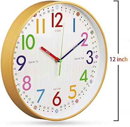Relógio de aprendizado de vreaone para crianças Relógio educacional de 12 polegadas Relógio de parede Movimento