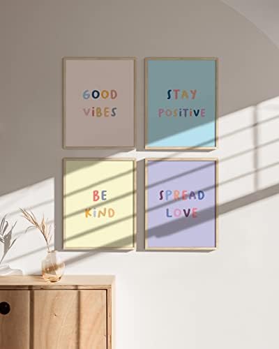 Haus e tons Inspirational Wall Art Print Quotes - Conjunto de 4 Posters de Impressão de Arte Motivacional para Garotas Adolescentes