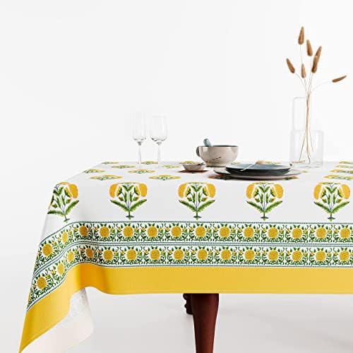 Toleta de mesa de algodão retângulo AVRIT Para jantar de cozinha 60x90 polegadas | Linho de algodão | Toalhas de mesa anti-festas