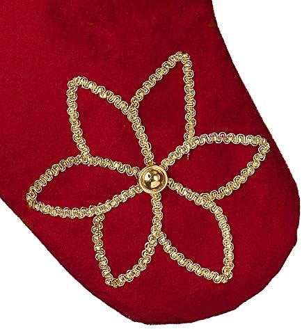 Valery Madelyn 21 polegadas de luxo de meias de Natal de ouro vermelho de 21 polegadas Decorações personalizadas para pendurar ornamentos com manguito jacquard para presentes de natal