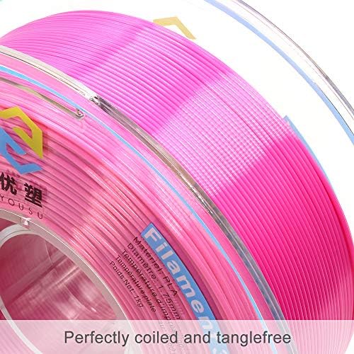 Filamento da impressora 3D do Yousu Silk PLA com superfície brilhante, filamento de PLA rosa de seda 1,75 mm 1kg,