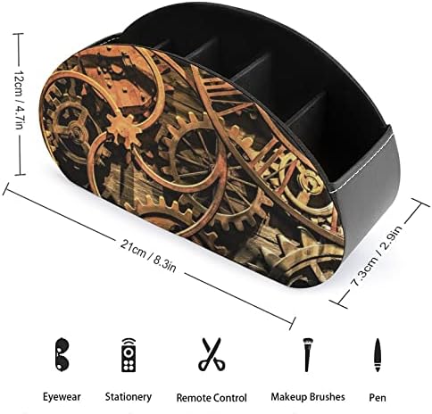 Armário de TV remoto do steampunk Cool Steampunk Organizador de caixa de armazenamento de couro PU com 5 compartimentos para quarto de mesa