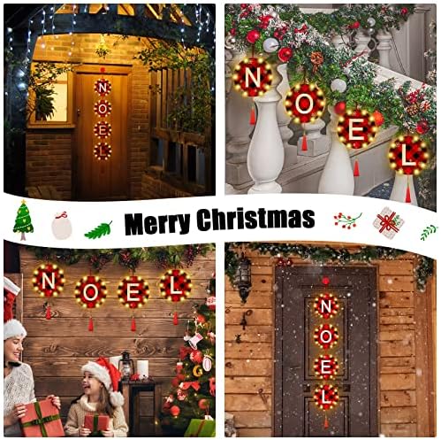 Decorações de Natal Noel Porta placar com luz LED NOEL SILHA BANNER DO PLAIDO DE Madeira de Natal Decoração de porta de