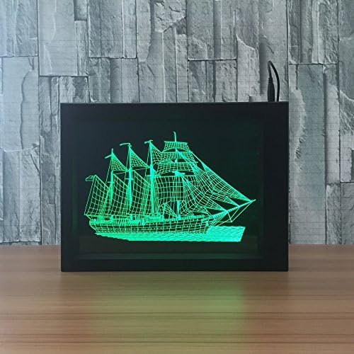 3dlamp Sailing 3D USB LED Nightlight 7Colors Visual Illusion Lamp Kids Bedroom Mesa LED FOTOD COM CONTROLO DE REMOTO