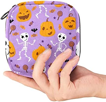 Bolsas de almofadas sanitárias, Halloween Pumpkin Skull Menstrual Cup Bolsa de enfermagem Ponto de enfermagem, sacos de kit de primeiro período para meninas adolescentes mulheres mulheres