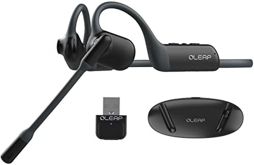 fone de ouvido Oleap Pilot Open-Ear com o microfone de cancelamento de ruído de 50dB, fone de ouvido sem fio Bluetooth leve, com mudo