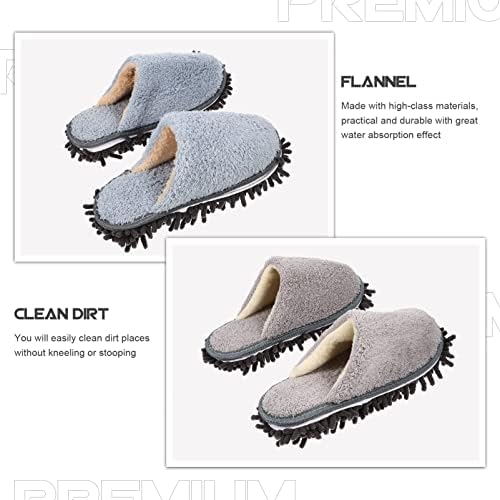 Limpeza de Coheali Slippers 2 pares de chinelos de chinelos domésticos sapatos laváveis ​​sapatos de varredura de poeira chenille microfibra