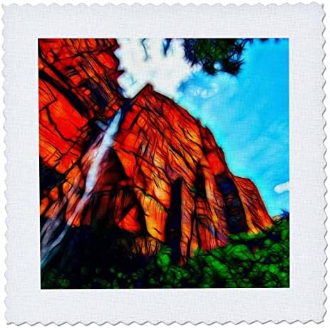 3drose yosemite cachoeira imagem de pintura com infusão de luz - quadrados de colcha