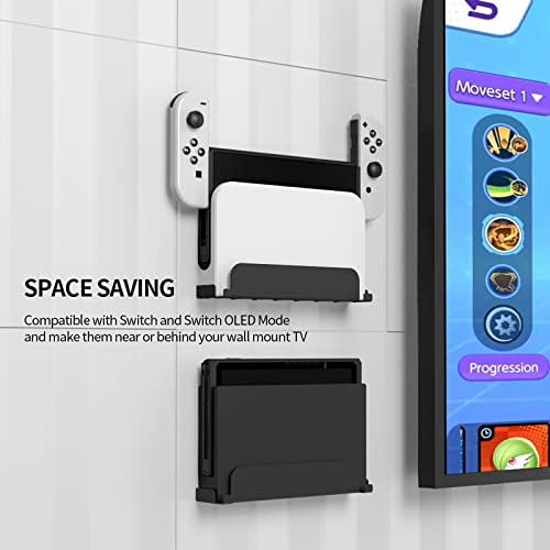 Montagem de parede Elecguru para suporte de metal resistente e durável para Nintendo para Nintendo Switch & Switch OLED GRIP, colocando o Nintendo Switch perto da TV.