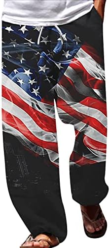 Miashui calças de calças homens American Flag Pontas patrióticas para homens 4 de julho Hippie Harém Calças folgadas boho yoga calças casuais