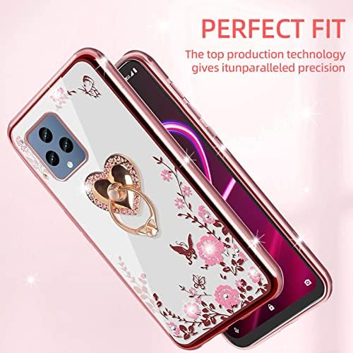 KUDINI PARA REVVL 6 5G CASE, T-MOBILE T Phone 5G Case para mulheres Glitter Crystal Bling Butterfly Coração Floral