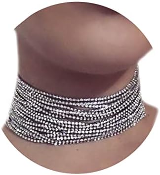 Aukmla Multi -Chain Chain Crystal Rhinestone Garufra Totalmente Diamante Colar Jóias de Casamento para Mulheres e Meninas