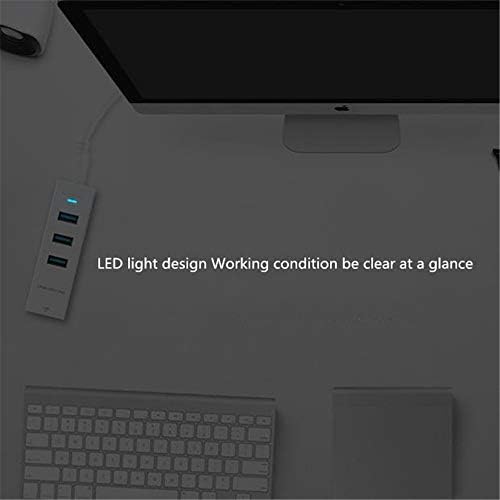 ZPLJ Hub de dados portátil de portas de alumínio de 3 portas de 3 portas de 3 portas com porta Ethernet Port USB 3.0 Extensão cubo de divisão alimentado com indicadores de status de LED Light USB Hub Adapter Portátil