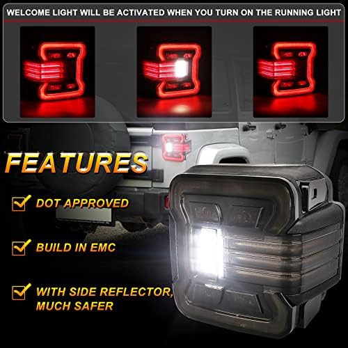 Luzes traseiras movetor JK, luzes traseiras LED da lente defumada com sinal de giro de freio reverso executando a luz