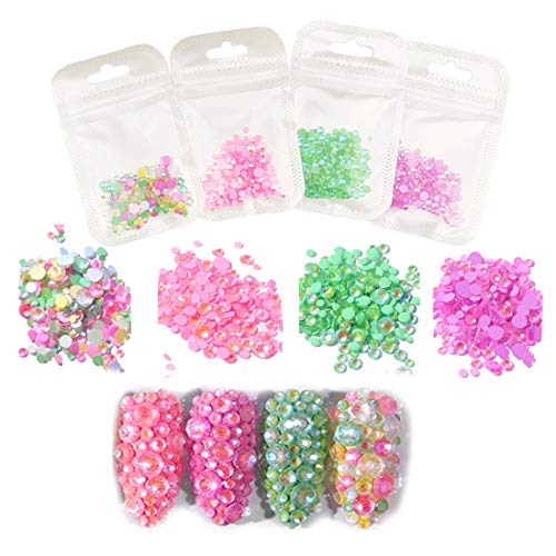 Strass na arte da unha, broca luminosa broca de unhas redonda redonda de strass fluorescentes para unhas, tamanhos