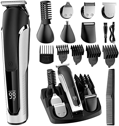 Lopeie Beard Trimmer para homens, tudo em um kit de limpeza de barba sem fio, aparador de cabelo lavável Ipx7, aparador de cabelo