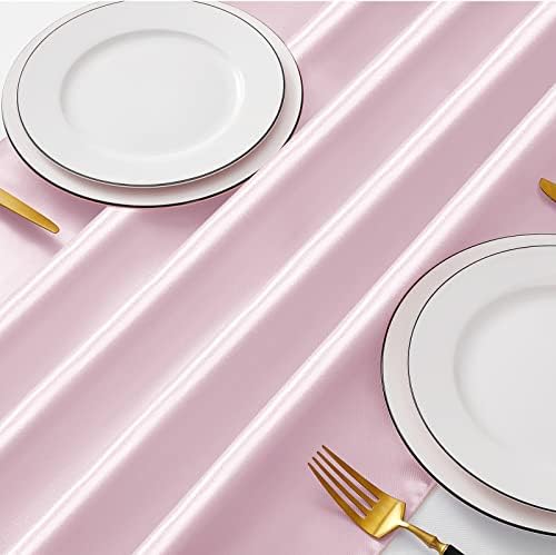 Manyshofu 4pcs cetim blush rosa mesa de mesa - 12 x 108 polegadas de comprimento, decoração de tabela de festas decoração