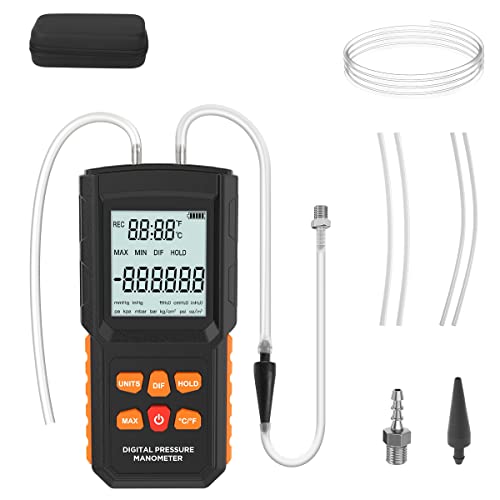 Manomômetro Manômetro de porta dupla Testador de pressão de gás ± 14,5PSi Manômetro digital de largura, manômetro de